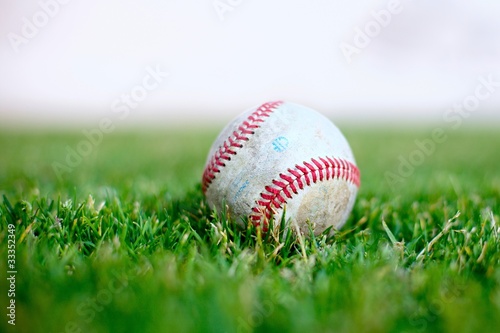 Photo: Baseball on a green grass field Baseball on a green grass field