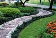 Stone walkway on a grassy in the park