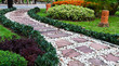Stone walkway on a grassy in the park