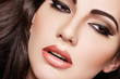 Sensual arabic woman model. Beautiful skin, saturated makeup