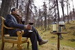 man and wine in exterior