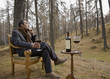 man and wine in exterior