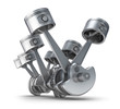 V8 engine pistons. 3D image.