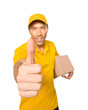 Postbote mit einem Paket