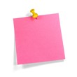 Pinker Merkzettel mit gelbem Pin
