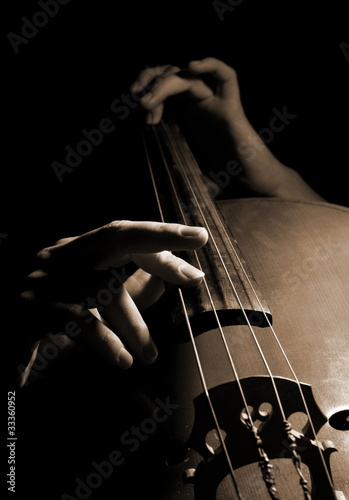 Photo: Musician playing contrabass Musician playing contrabass