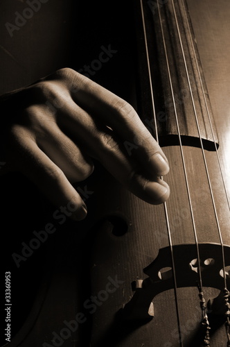 Photo: Musician playing contrabass Musician playing contrabass