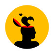 human head with hearts