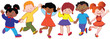 A fényképek részletei Happy children play together.  Vector art-illustration.