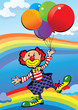 Clown flying on balloons. Vector art-illustration. Clown flying on balloons. Vector art-illustration.