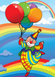 Clown flying on balloons. Vector art-illustration. Clown flying on balloons. Vector art-illustration.