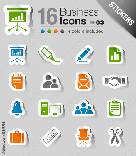 Vektor: Stickers - Office and Business icons Stickers - Office and Business icons