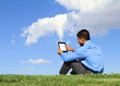 Foto: businessman with digital tabletat the park businessman with digital tabletat the park