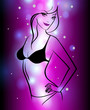 Abstract color glowing background with girl