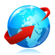 Earth with arrow circle around Earth with arrow circle around