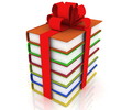 books with a bow on white background books with a bow on white background