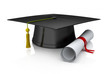Graduation cap and diploma