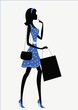 Vector: silhouette of a woman. shopping, vintage style silhouette of a woman. shopping, vintage style