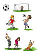 Kinder beim Fussballspiel, Illustration