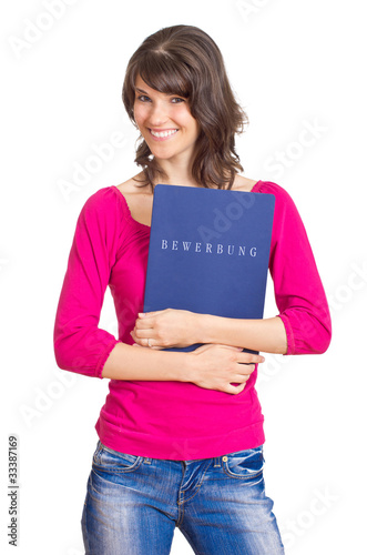 Foto: junge Frau mit Bewerbungsmappe junge Frau mit Bewerbungsmappe