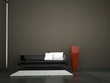 Wohndesign - Ledersofa mit roter Vase