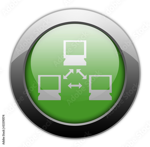 Illustration: Green Metallic Orb Button "Network" Green Metallic Orb Button "Network"