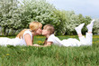 girl with mother in spring park