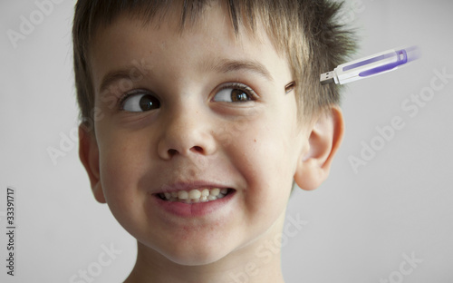 Photo: Boy and flash memory Boy and flash memory