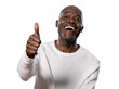 Portrait of happy man showing thumbs up