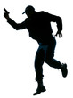 Police officer running with a handgun