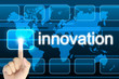hand pressing innovation button on a touch screen interface hand pressing innovation button on a touch screen interface