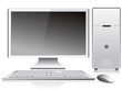 White personal computer and monitor vector