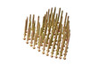 Oblique view of Brass Screws stood forming Heart Shape