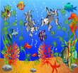 Vetor: of the fish and algaes of the fish and algaes