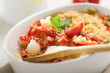 fresh tabule with tomatoes, pepper, cheddar
