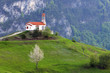 mountain church and spring around