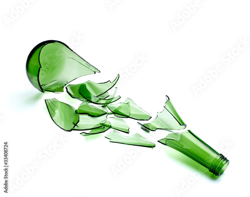 Photo: broken green bottle drink alcohol waste broken green bottle drink alcohol waste
