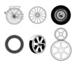 Set of different wheels.