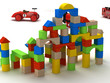 Illustration: Giocattoli wireframe 3d render castello modellismo costruzioni Giocattoli wireframe 3d render castello modellismo costruzioni
