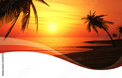Illustration: Einladungskarte mit Wellen - Sunset Chillout Einladungskarte mit Wellen - Sunset Chillout