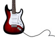 a stratocaster model electric guitar with cable