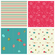 Set of 4 seamless backgrounds - Sewing kit design elements for s