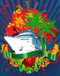 Ocean Cruise Liner Splash And Green Banner Ocean Cruise Liner Splash And Green Banner
