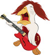 Rock and roll musician. Cock the guitarist. Cartoon