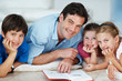 Happy family reading