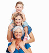Happy family smiling in row