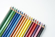 Colored pencils on white background. Sharpened rods.
