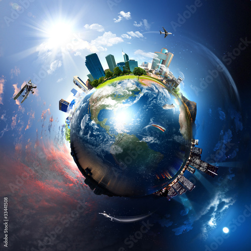 Illustration: Earth with the different elements Earth with the different elements