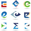 Photographie : Vector illustration of abstract icons based on the letter E