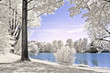 Infrared landscape with lake